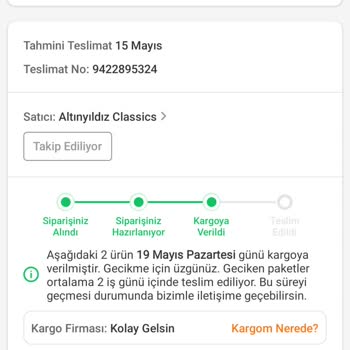 Altınyıldız Classics İndirimli Satın Alınan Ürün Teslim Edilmedi Trendyol'dan Çözüm Alınamıyor