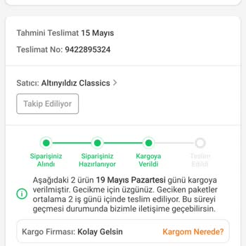 Altınyıldız Classics İndirimli Satın Alınan Ürün Teslim Edilmedi Trendyol'dan Çözüm Alınamıyor