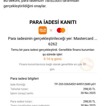 Temu'dan İade Ücreti Hâlâ Yatmadı!