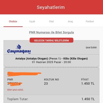 İptal Edilen Biletin Ücreti Hala Yatmadı