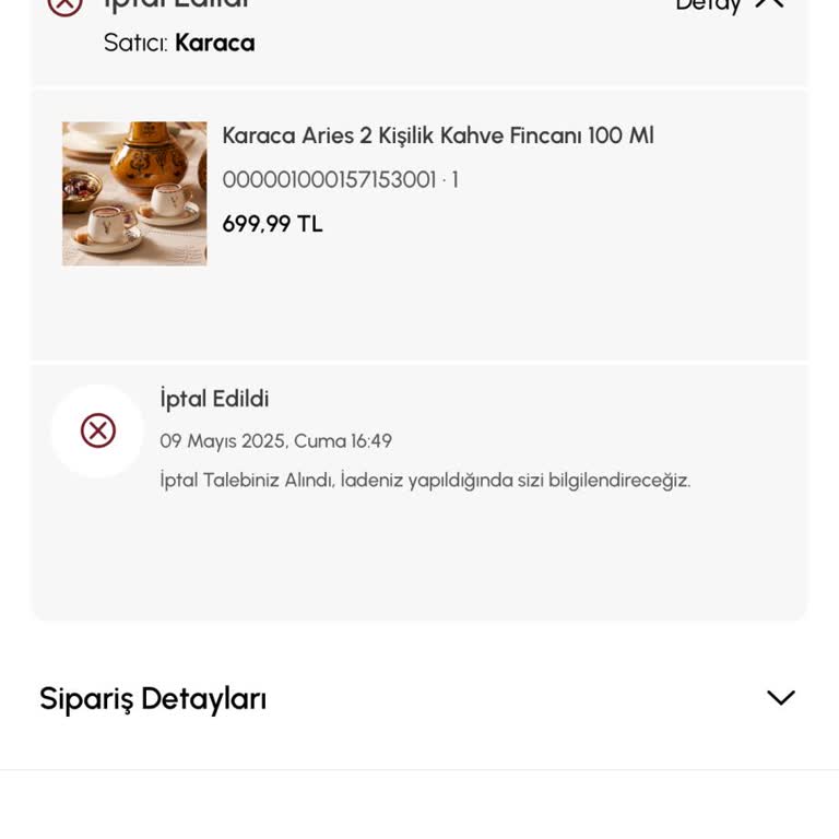 Karaca İptal Edilen Siparişin Ücretini İade Etmedi!