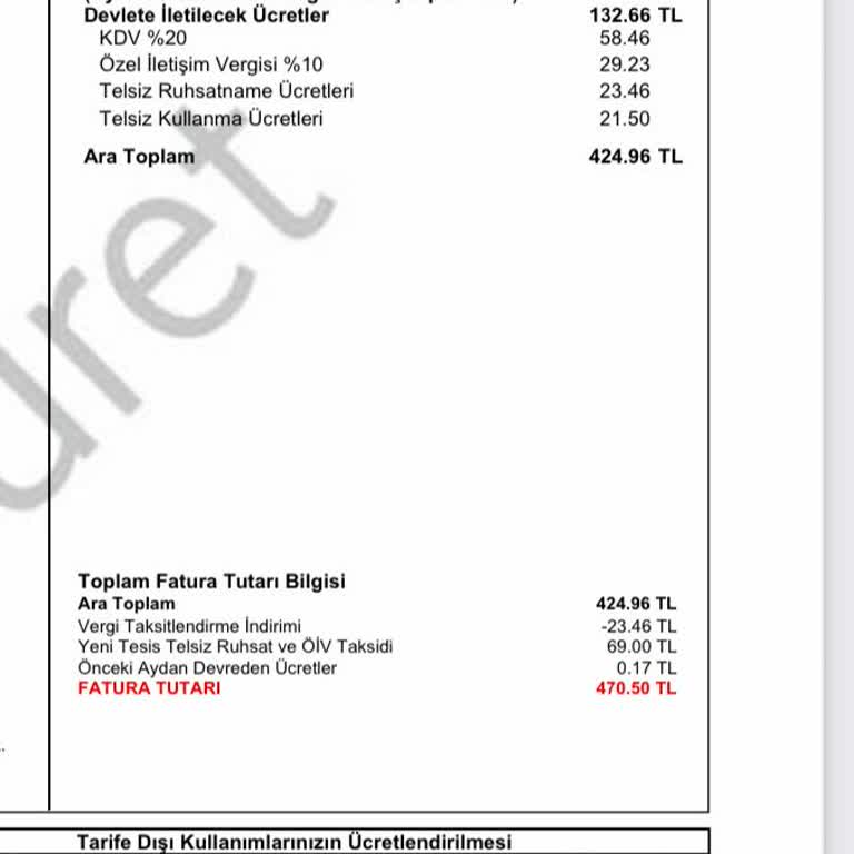 Faturada Beklenmeyen Yüksek Ücretler Ve Eksik Bilgilendirme