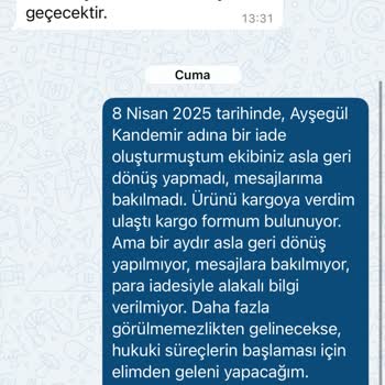 İade Edilen Ürünün Ücret İadesi Yapılmadı Muhatap Bulunamıyor