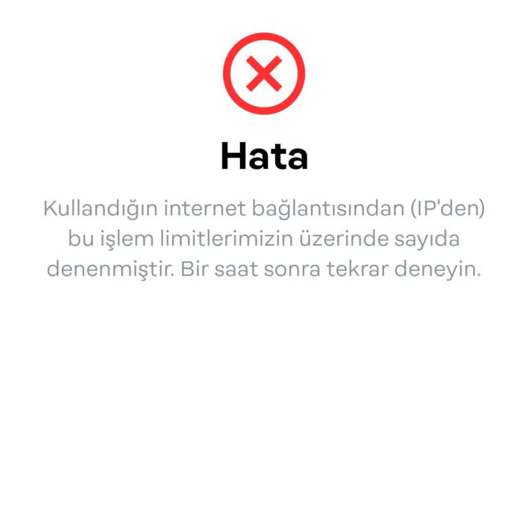 Papara'da Kendi İnternetimde Beklenmedik IP Limiti Hatası İle İşlem Yapamıyorum