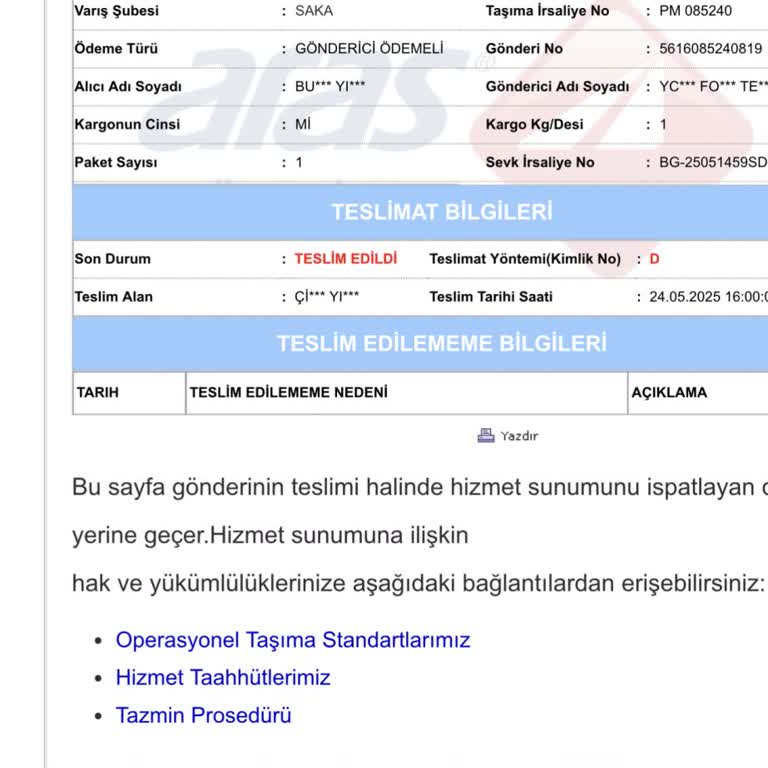 Kargom Başka Birine Teslim Edilmiş Görünüyor, Şubeye Ulaşamıyorum