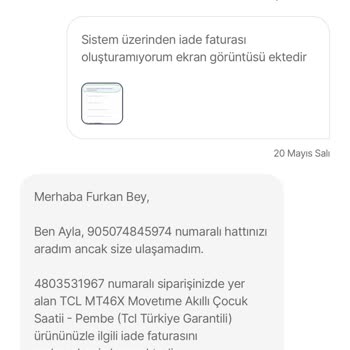Arızalı Çocuk Saati İçin Fatura Engeli Nedeniyle Değişim Yapılmadı