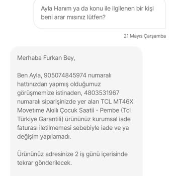 Arızalı Çocuk Saati İçin Fatura Engeli Nedeniyle Değişim Yapılmadı