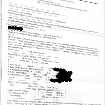 I Got Charged for Windshield Chip Despite Having Insurance with Europcar Pristina