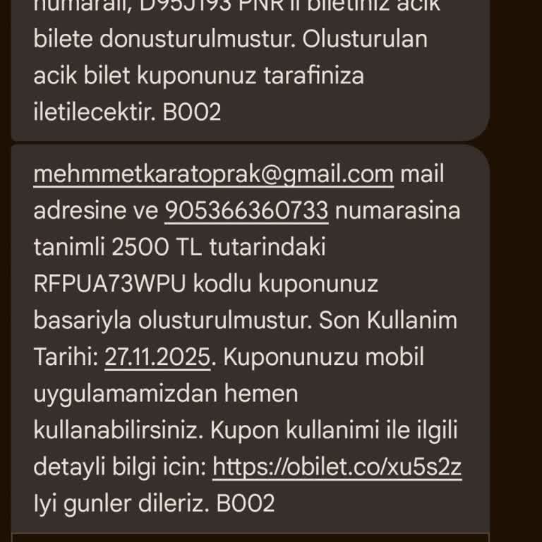 Yanlışlıkla Kupona Çevrilen Biletin Parasını Geri Alamıyorum