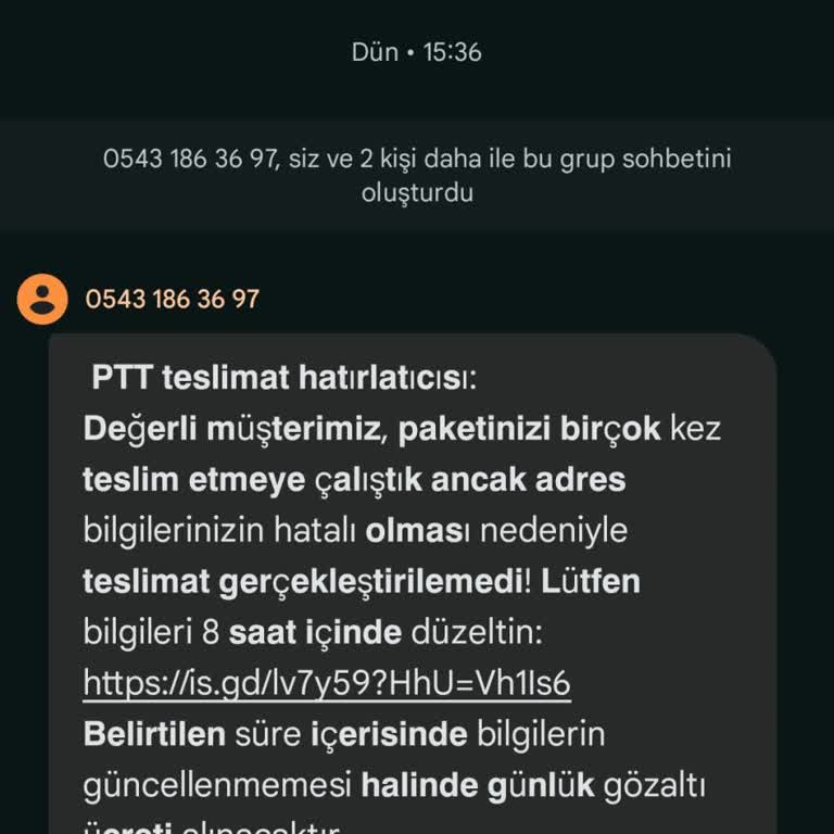 PTT Adıyla Gönderilen Sahte Mesaj Ve Kişisel Verilerin İzinsiz Kullanımı Endişesi