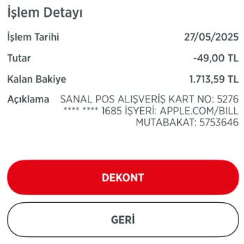 Bilgim Dışında Apple.com'dan Hesabımdan Para Çekildi