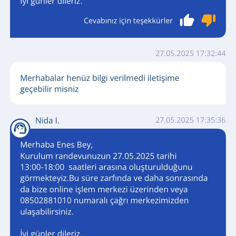 Kurulum Randevusunda İletişim Eksikliği Ve Mağduriyet