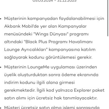 Akbank Wings Black Plus Ücretsiz Lounge Ayrıcalığı Kullanılamıyor