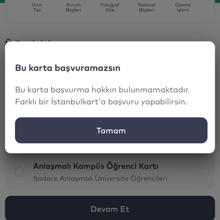 Öğrenci Kartı Başvurusunda Sistem Hatası Mağduriyeti