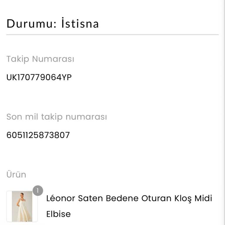 Elbisem Teslim Edilmedi, İade Veya Geri Dönüş Yapılmıyor