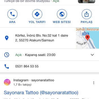 Sayonara Tattoo Studio | Samsun Pişmanlık Yaşama