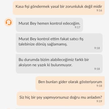 Trendyol GO Yemek Siparişimde Kasa Fişi Verilmedi Mağduriyetim Acil Giderilsin
