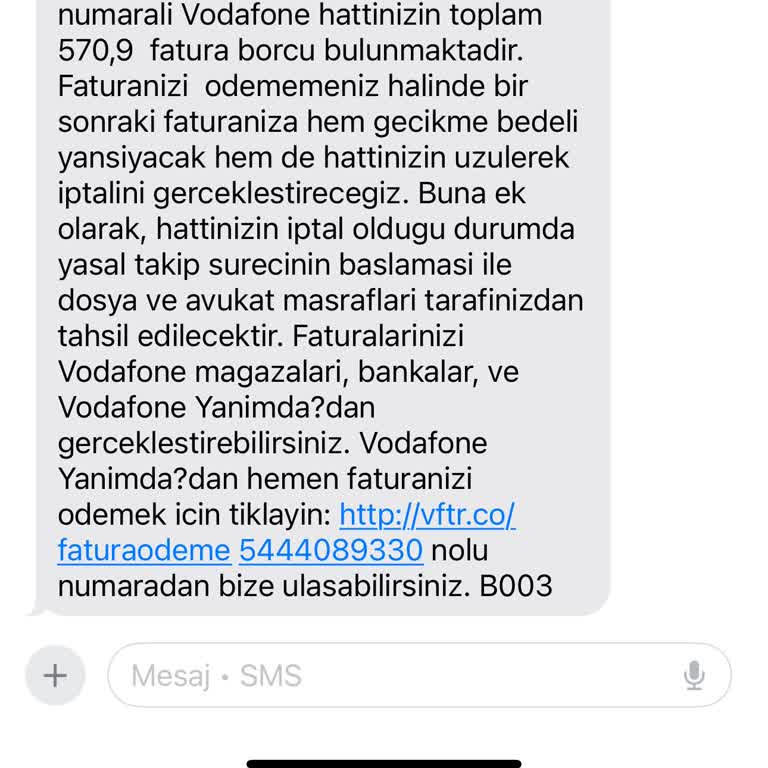 Vodafone'dan Kapatılan Hat İçin Sürekli Borç Ve Arama Sorunu