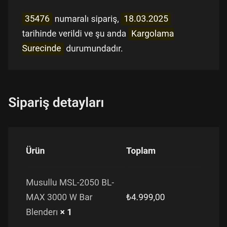 Memnunal Siparişim Teslim Edilmedi, Bilgilendirme Yapılmadı