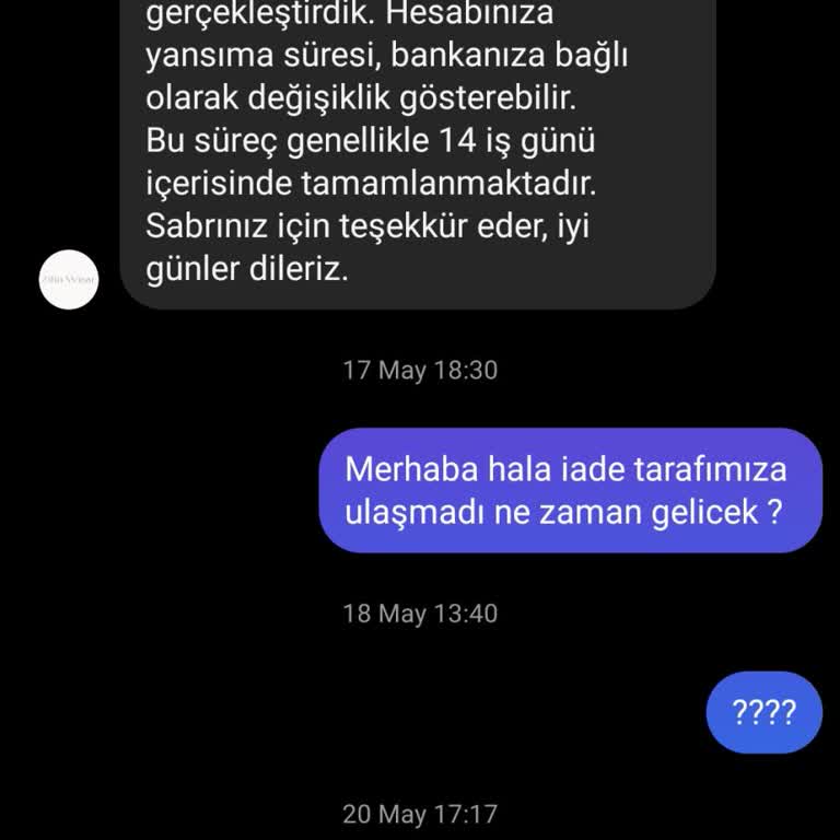 Zillo Wear'dan Yapılan Alışverişte İade Sürecinde Yaşanan İletişim Ve Gecikme Sorunu