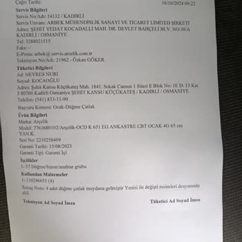 Arçelik Set Üstü Ocakta Tekrarlayan Arıza Ve İlgisiz Müşteri Hizmeti