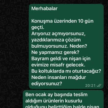 Evaç Firmasından 6 Aydır Çözülemeyen Ürün Sorunu Ve İlgisizlik
