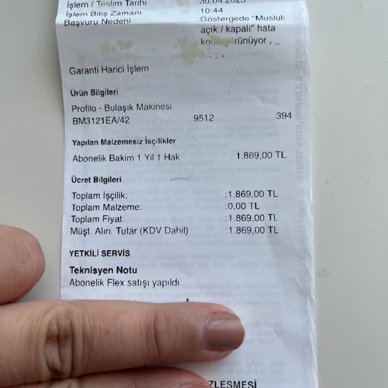 Profilo Yetkili Servisinde Yıllık Bakım Aboneliği İptal Sorunu