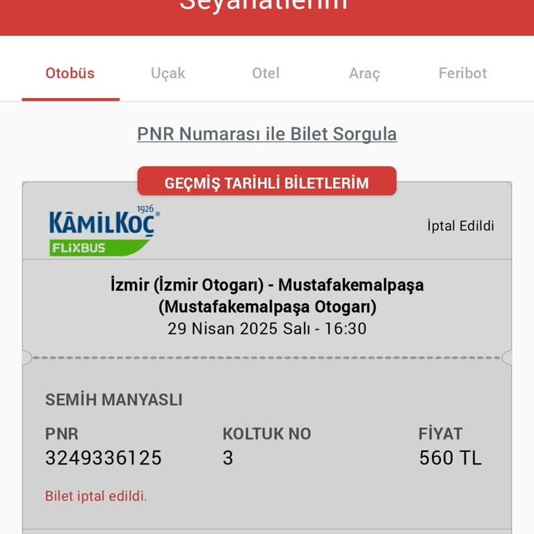 İade Edilmeyen Bilet Ücreti İçin Mağduriyet Yaşıyorum