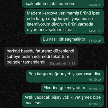 Kargo Bilgilendirmesi Ve Stok Sorunu Nedeniyle Yaşanan Mağduriyet