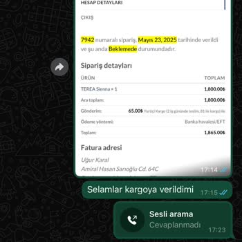 Sipariş Sonrası İletişim Ve Kargo Bilgisi Sorunu