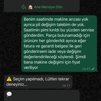 Saatimin Onarımı İçin Yüksek Ücret Ve Yetersiz İletişimden Şikayetçiyim