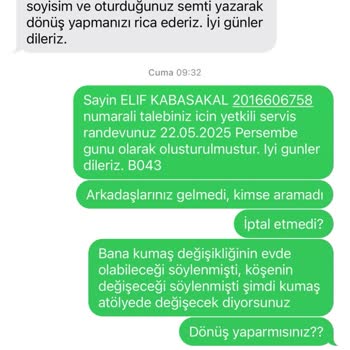 Servis Randevusuna Gelmeyen Ekip Ve Çözülmeyen Koltuk Sorunları