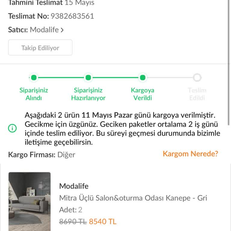 Koltuk Siparişim Bir Ayı Aştı, Teslimat Ve İletişim Sorunu Yaşıyorum