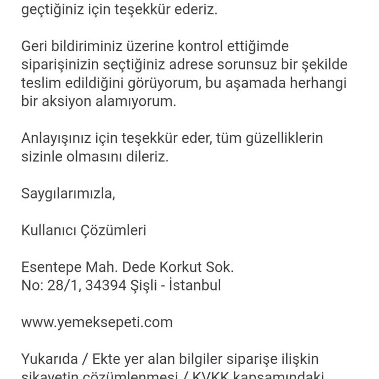 Teslim Edilmeyen Sipariş İçin Yardım Merkezinden Çözüm Alamadım