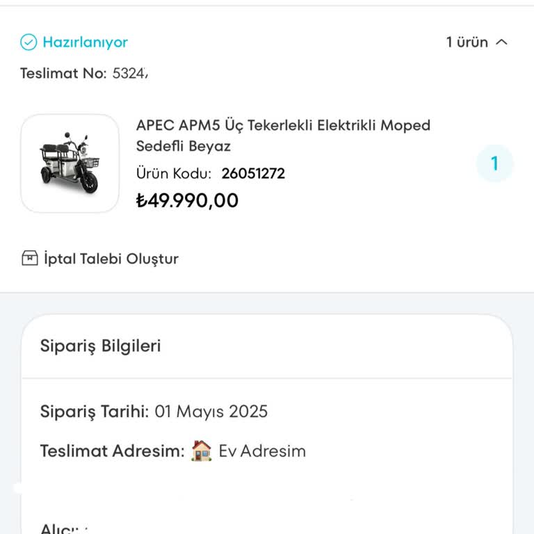 Sipariş Verilen Elektrikli Bisiklet 15 İş Günü Geçmesine Rağmen Teslim Edilmedi