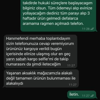 Karaca Ödemeyi Aldı Ürünü Göndermedi Müşteri Hizmetlerine Ulaşamıyorum