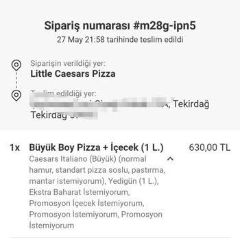 Ekstra Pastırmalı Pizza Siparişimde Malzeme Eksikliği Tekrarlandı, Çözüm Bekliyorum
