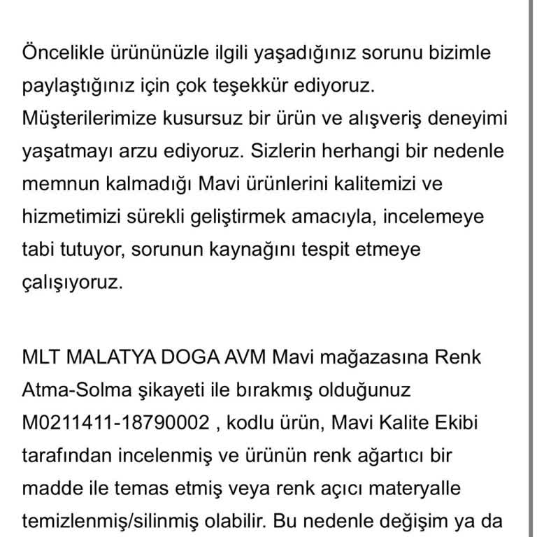 Mavi Mağazasından Alınan Gömleğin İlk Yıkamada Renk Atması Ve Kullanıcı Hatası Olarak Değerlendirilmesi