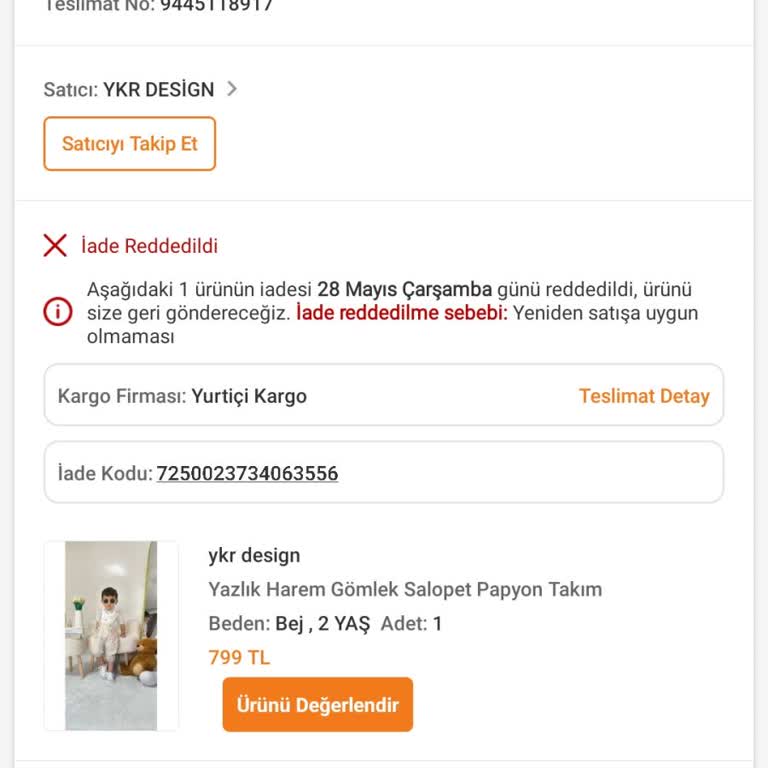Küçük Gelen Ürün İçin Haksız İade Reddi Ve Lekeli Olduğu İddiası