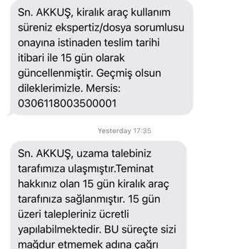 Kaskoda 30 Gün İkame Araç Hakkım Verilmedi Müşteri Hizmetleri Çözüm Sunmadı
