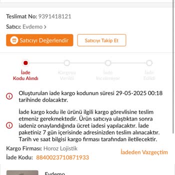 Horoz Lojistik Bahçe Takımı İadesinde Firmanın İlgisizliği