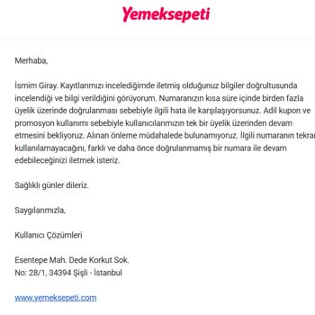 Yemeksepeti'nde Hesap Silinse De Kişisel Veriler Silinmiyor, Sürekli Aynı Temsilciyle Sorun Çözümsüz Kalıyor