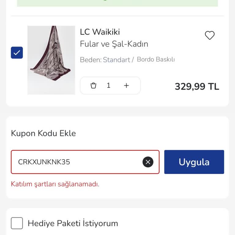 LCW Mobil Uygulamada Kupon Kodu Hatası Çözülmüyor