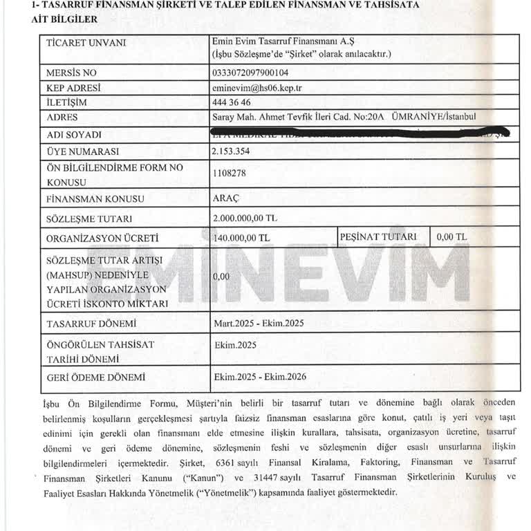 Eminevim'den Araç Alımında Sözleşme Feshi Ve Haksız Uygulamalar Nedeniyle Mağduriyet