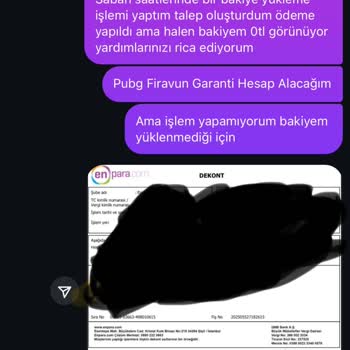 Bakiye Yüklemesi Gerçekleşmedi, Destek Alınamıyor