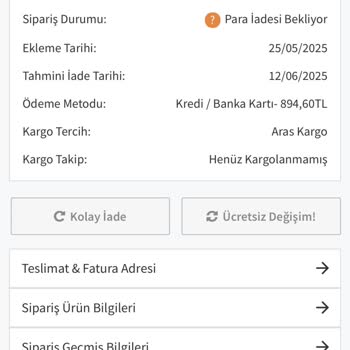 Sipariş İptali Ve Geciken Kargo Süreci Hakkında Mağduriyet