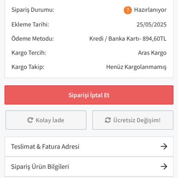 Sipariş İptali Ve Geciken Kargo Süreci Hakkında Mağduriyet