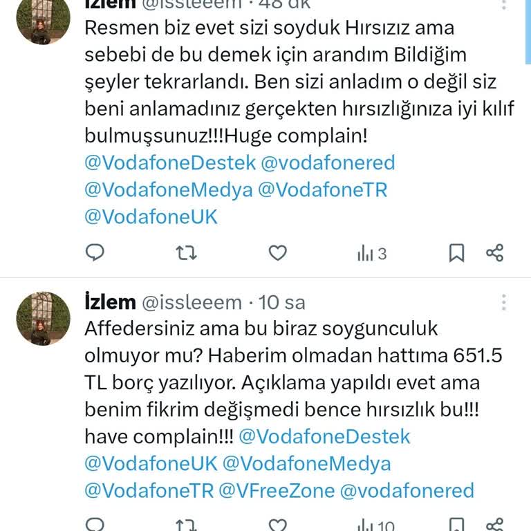 Vodafone'un Yanlış Ücretlendirme Ve İlgisiz Müşteri Hizmeti