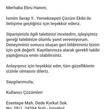 Sipariş Edilen Ürünün Yanlış Gönderilmesi Ve Çözüm Merkezinin Yetersizliği