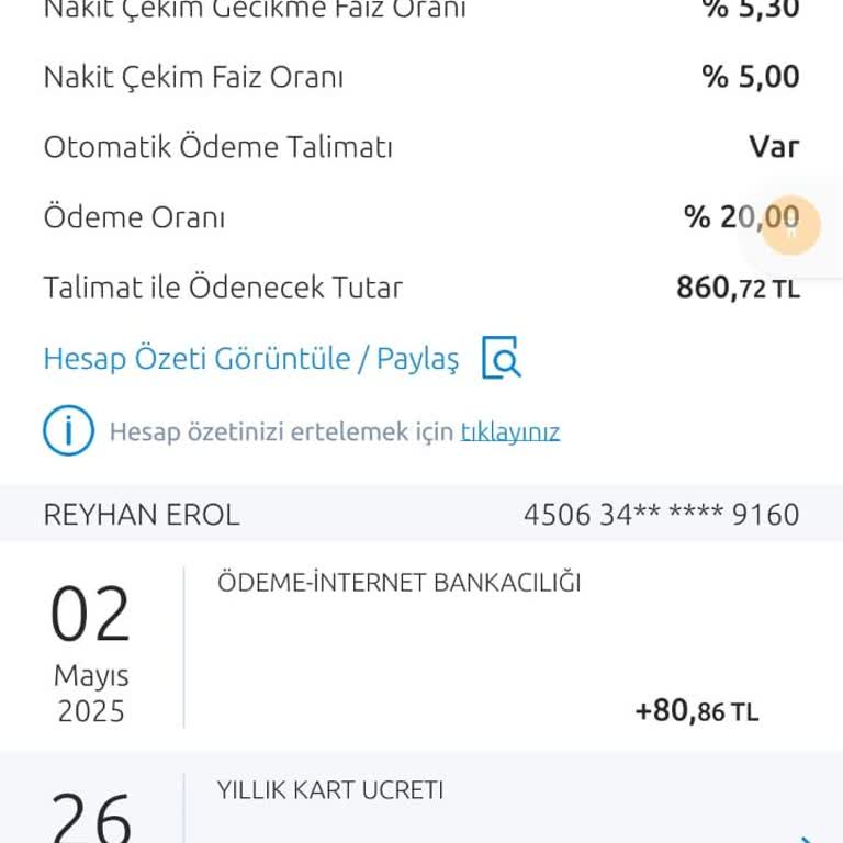 Kredi Kartı Yıllık Üyelik Ücretinin İadesini Talep Ediyorum